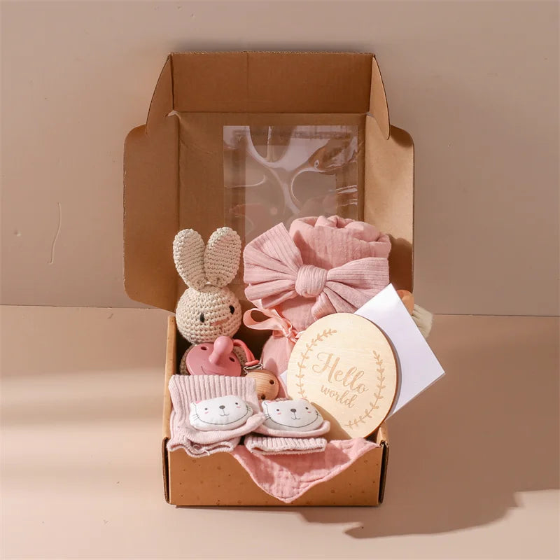Baby Bad Set Decke Holz bürste Neugeborenen Meilensteine Monats karten Bades pielzeug für Babys Säugling Foto Requisiten Geburts geschenke Box