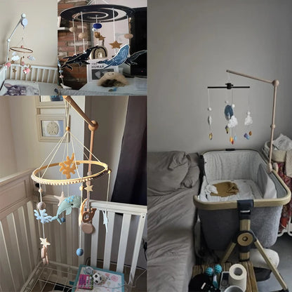 Baby Krippe Mobile Rassel Spielzeug Für 0-12 Monate Cartoon Filz Wald Tier Bett Glocke Hängen Holz Halterung Mobile newbaby Rassel Spielzeug