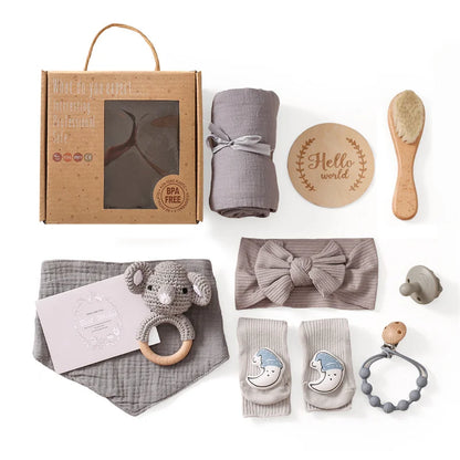 Baby Bad Set Decke Holz bürste Neugeborenen Meilensteine Monats karten Bades pielzeug für Babys Säugling Foto Requisiten Geburts geschenke Box