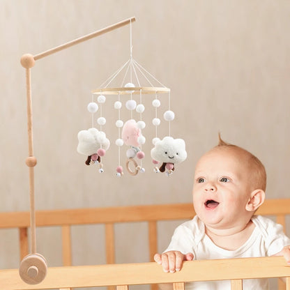 Baby Krippe Mobile Rassel Spielzeug Für 0-12 Monate Cartoon Filz Wald Tier Bett Glocke Hängen Holz Halterung Mobile newbaby Rassel Spielzeug
