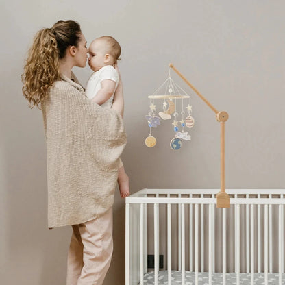 Baby Krippe Mobile Rassel Spielzeug Für 0-12 Monate Cartoon Filz Wald Tier Bett Glocke Hängen Holz Halterung Mobile newbaby Rassel Spielzeug