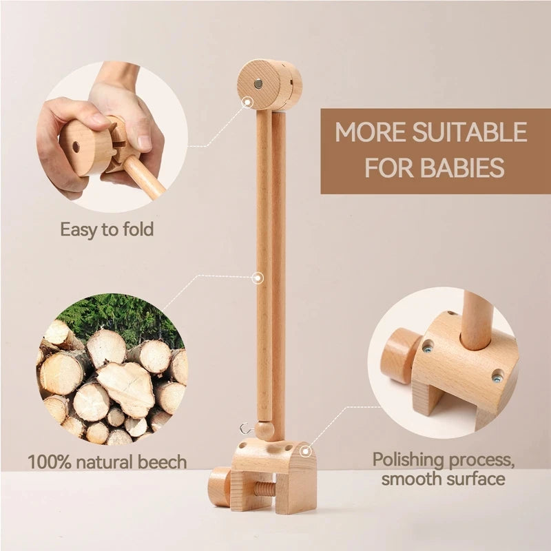 Baby Krippe Mobile Rassel Spielzeug Für 0-12 Monate Cartoon Filz Wald Tier Bett Glocke Hängen Holz Halterung Mobile newbaby Rassel Spielzeug