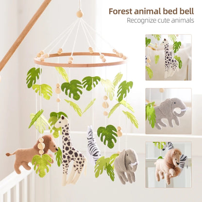 Baby Krippe Mobile Rassel Spielzeug Für 0-12 Monate Cartoon Filz Wald Tier Bett Glocke Hängen Holz Halterung Mobile newbaby Rassel Spielzeug