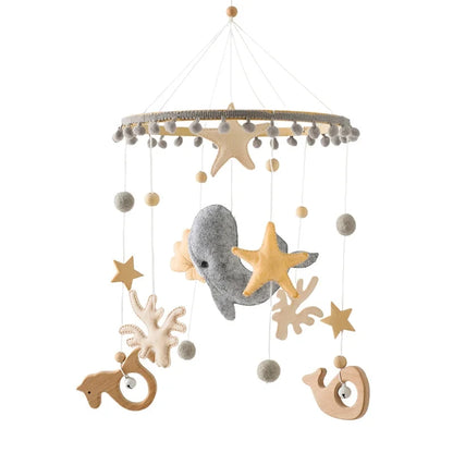 Baby Krippe Mobile Rassel Spielzeug Für 0-12 Monate Cartoon Filz Wald Tier Bett Glocke Hängen Holz Halterung Mobile newbaby Rassel Spielzeug
