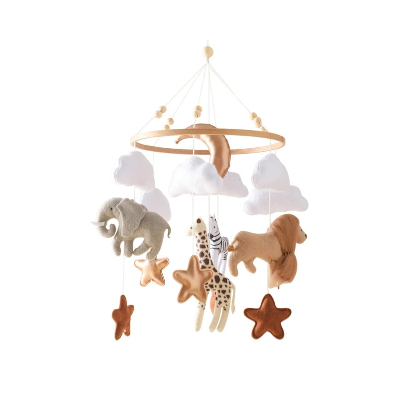 Baby Krippe Mobile Rassel Spielzeug Für 0-12 Monate Cartoon Filz Wald Tier Bett Glocke Hängen Holz Halterung Mobile newbaby Rassel Spielzeug