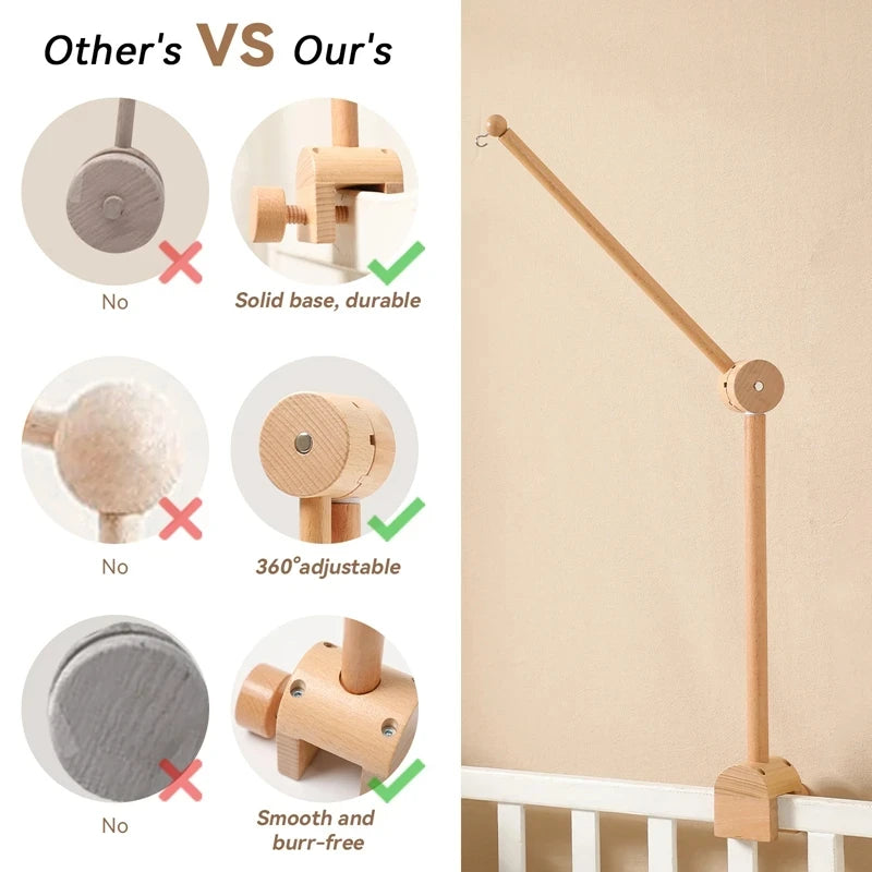 Baby Krippe Mobile Rassel Spielzeug Für 0-12 Monate Cartoon Filz Wald Tier Bett Glocke Hängen Holz Halterung Mobile newbaby Rassel Spielzeug