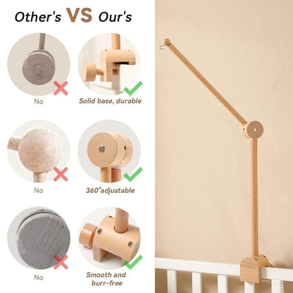 Baby Krippe Mobile Rassel Spielzeug Für 0-12 Monate Cartoon Filz Wald Tier Bett Glocke Hängen Holz Halterung Mobile newbaby Rassel Spielzeug