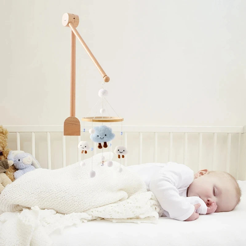 Baby Krippe Mobile Rassel Spielzeug Für 0-12 Monate Cartoon Filz Wald Tier Bett Glocke Hängen Holz Halterung Mobile newbaby Rassel Spielzeug