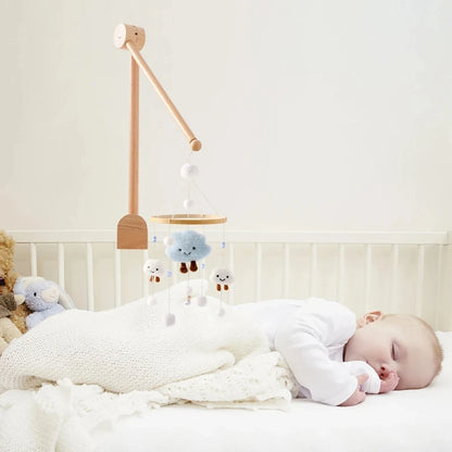 Baby Krippe Mobile Rassel Spielzeug Für 0-12 Monate Cartoon Filz Wald Tier Bett Glocke Hängen Holz Halterung Mobile newbaby Rassel Spielzeug