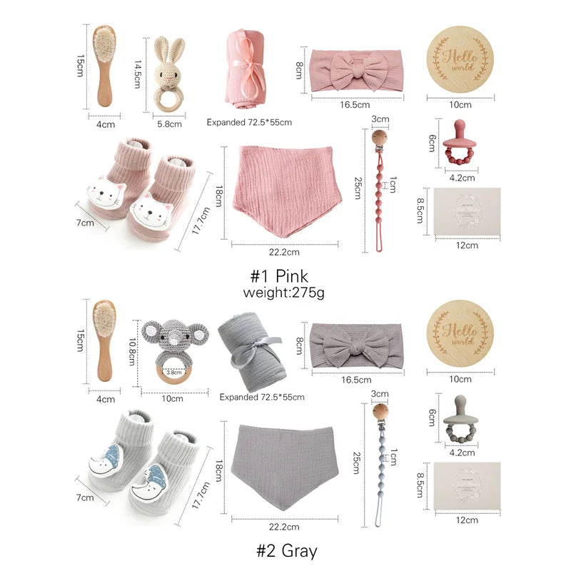 Baby Bad Set Decke Holz bürste Neugeborenen Meilensteine Monats karten Bades pielzeug für Babys Säugling Foto Requisiten Geburts geschenke Box