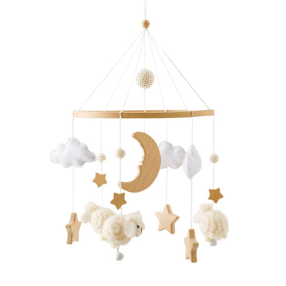 Baby Krippe Mobile Rassel Spielzeug Für 0-12 Monate Cartoon Filz Wald Tier Bett Glocke Hängen Holz Halterung Mobile newbaby Rassel Spielzeug