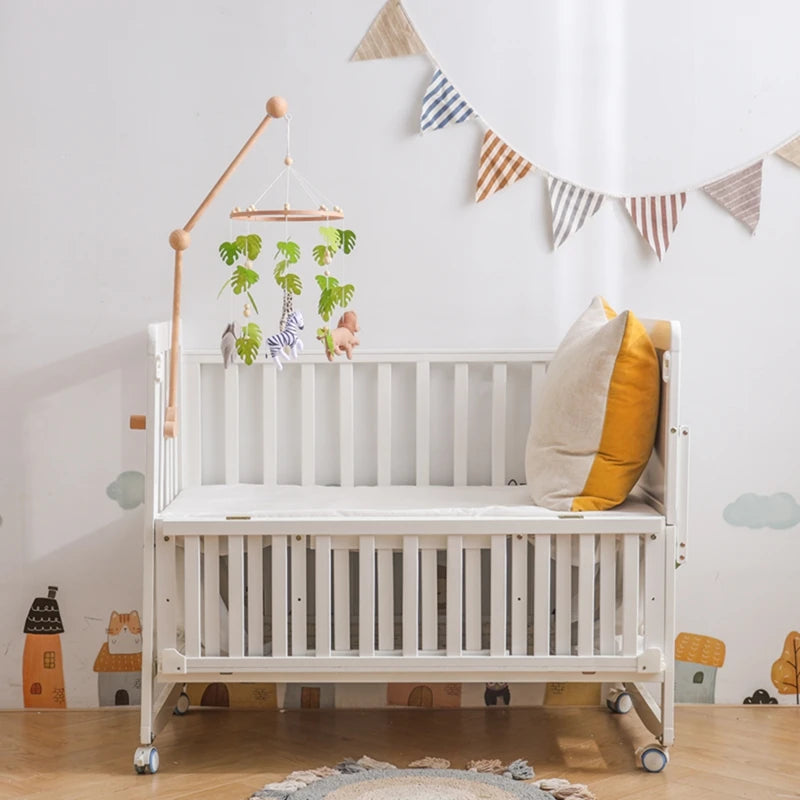 Baby Krippe Mobile Rassel Spielzeug Für 0-12 Monate Cartoon Filz Wald Tier Bett Glocke Hängen Holz Halterung Mobile newbaby Rassel Spielzeug