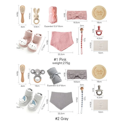 Baby Bad Set Decke Holz bürste Neugeborenen Meilensteine Monats karten Bades pielzeug für Babys Säugling Foto Requisiten Geburts geschenke Box