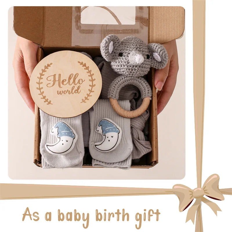 Baby Bad Set Decke Holz bürste Neugeborenen Meilensteine Monats karten Bades pielzeug für Babys Säugling Foto Requisiten Geburts geschenke Box