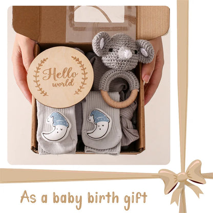 Baby Bad Set Decke Holz bürste Neugeborenen Meilensteine Monats karten Bades pielzeug für Babys Säugling Foto Requisiten Geburts geschenke Box