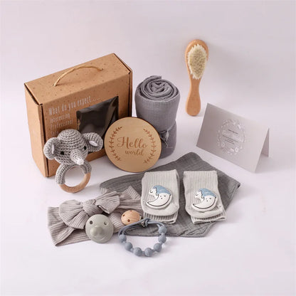 Baby Bad Set Decke Holz bürste Neugeborenen Meilensteine Monats karten Bades pielzeug für Babys Säugling Foto Requisiten Geburts geschenke Box