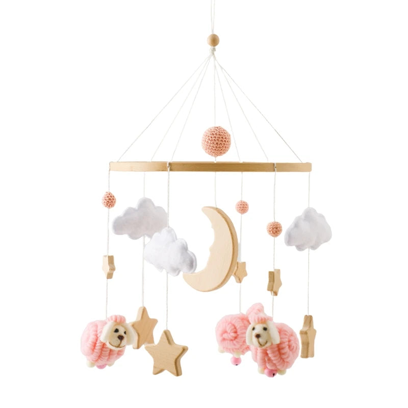 Baby Krippe Mobile Rassel Spielzeug Für 0-12 Monate Cartoon Filz Wald Tier Bett Glocke Hängen Holz Halterung Mobile newbaby Rassel Spielzeug