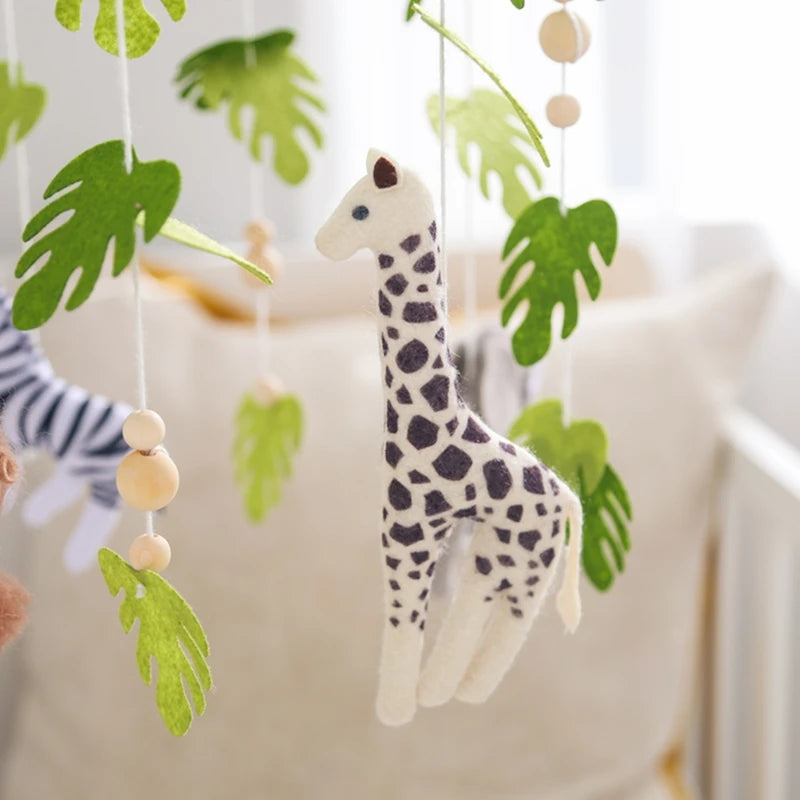 Baby Krippe Mobile Rassel Spielzeug Für 0-12 Monate Cartoon Filz Wald Tier Bett Glocke Hängen Holz Halterung Mobile newbaby Rassel Spielzeug