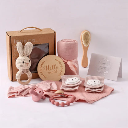 Baby Bad Set Decke Holz bürste Neugeborenen Meilensteine Monats karten Bades pielzeug für Babys Säugling Foto Requisiten Geburts geschenke Box