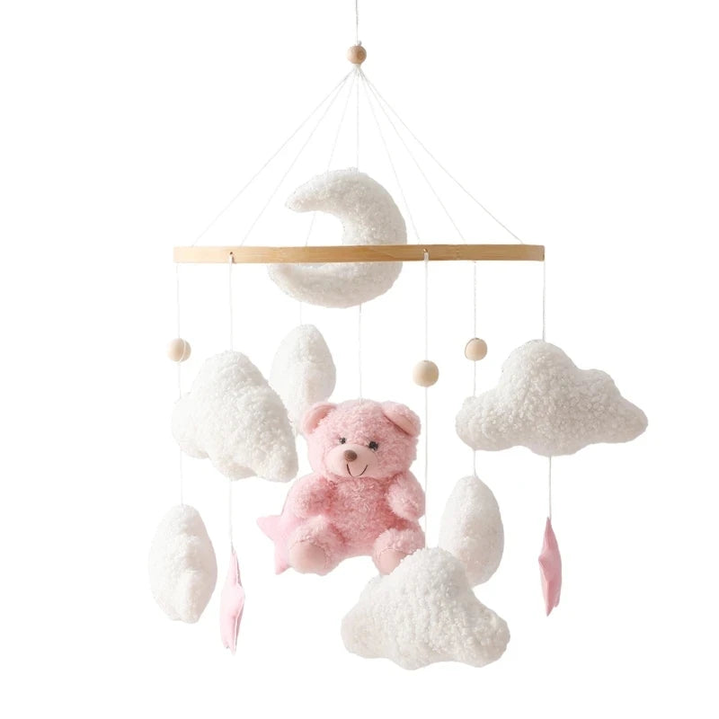 Baby Krippe Mobile Rassel Spielzeug Für 0-12 Monate Cartoon Filz Wald Tier Bett Glocke Hängen Holz Halterung Mobile newbaby Rassel Spielzeug