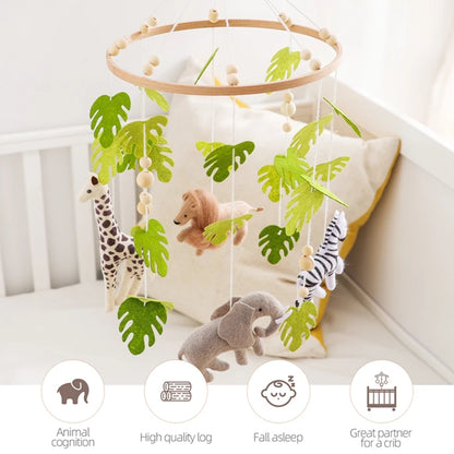 Baby Krippe Mobile Rassel Spielzeug Für 0-12 Monate Cartoon Filz Wald Tier Bett Glocke Hängen Holz Halterung Mobile newbaby Rassel Spielzeug