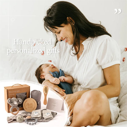 Baby Bad Set Decke Holz bürste Neugeborenen Meilensteine Monats karten Bades pielzeug für Babys Säugling Foto Requisiten Geburts geschenke Box
