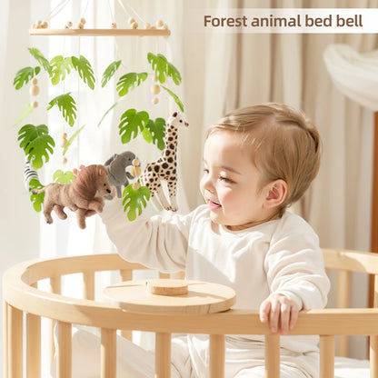 Baby Krippe Mobile Rassel Spielzeug Für 0-12 Monate Cartoon Filz Wald Tier Bett Glocke Hängen Holz Halterung Mobile newbaby Rassel Spielzeug