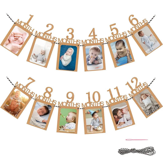 Geburtstagsbaby, ein Jahr, 12 Monate, Fotobanner für Babys, Jungen, Mädchen, 1. Geburtstag, Party-Dekoration, Fotogirlanden, Baby-First-Geburtstagsfeier