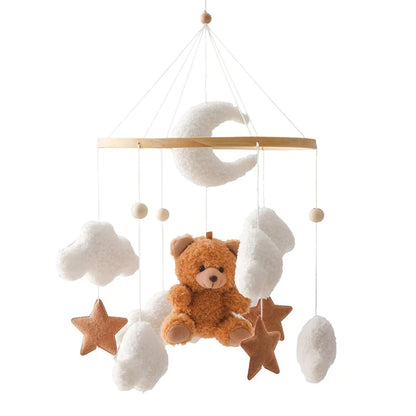 Baby Krippe Mobile Rassel Spielzeug Für 0-12 Monate Cartoon Filz Wald Tier Bett Glocke Hängen Holz Halterung Mobile newbaby Rassel Spielzeug