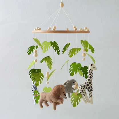 Baby Krippe Mobile Rassel Spielzeug Für 0-12 Monate Cartoon Filz Wald Tier Bett Glocke Hängen Holz Halterung Mobile newbaby Rassel Spielzeug