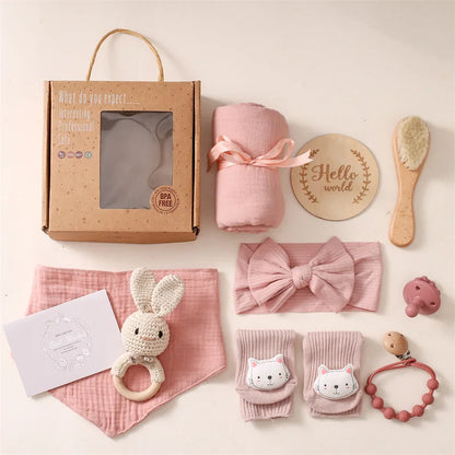 Baby Bad Set Decke Holz bürste Neugeborenen Meilensteine Monats karten Bades pielzeug für Babys Säugling Foto Requisiten Geburts geschenke Box